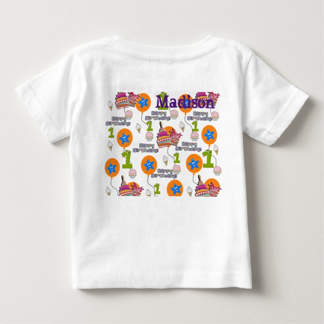 Baby T - Shirt #1 Erster Geburtstag Happy Birthday (Rückseite)