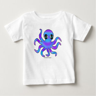 Baby-T-Shirt -Blauer violetter Oktopus (weiß) Baby T-shirt