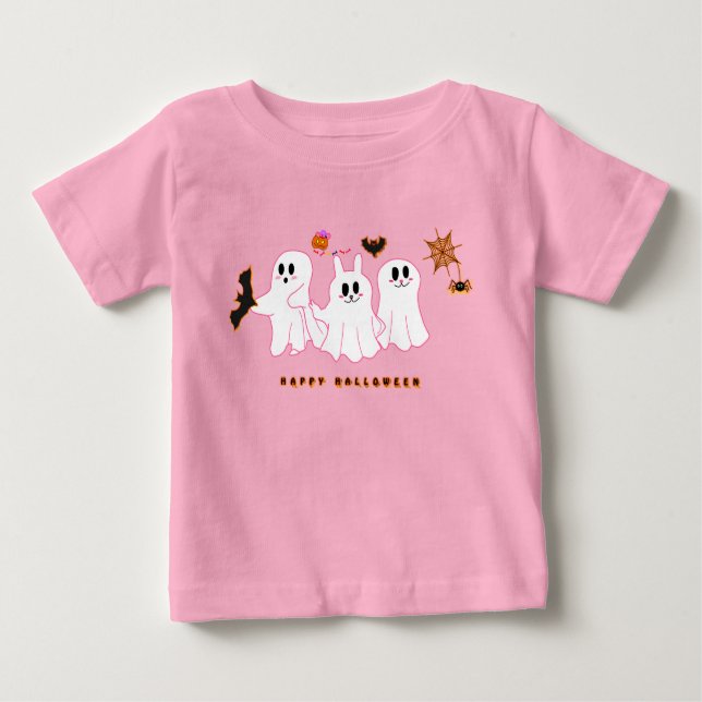 Baby T - Shirt | Funny Ghosts, die für ein Bild po (Vorderseite)