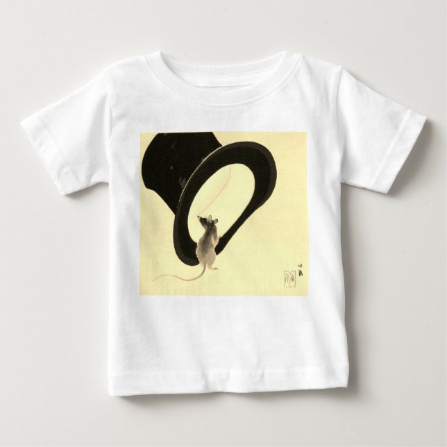 BABY-T - SHIRT-MAUS MIT TOP-HUT BABY T-SHIRT (Vorderseite)