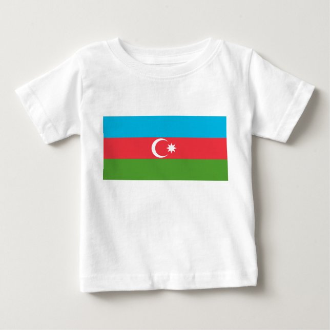 Baby T - Shirt mit der Flagge Aserbaidschans (Vorderseite)