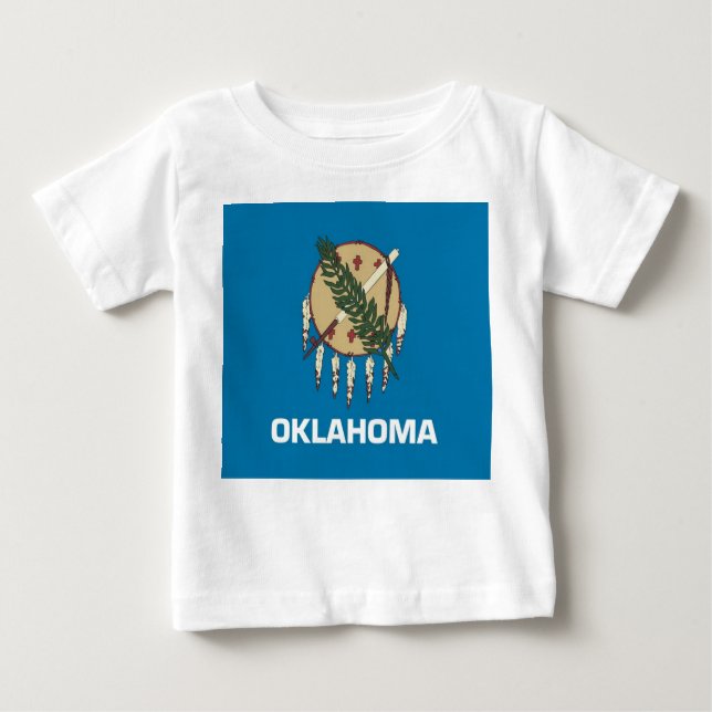Baby T Shirt mit der Flagge von Oklahoma (Vorderseite)