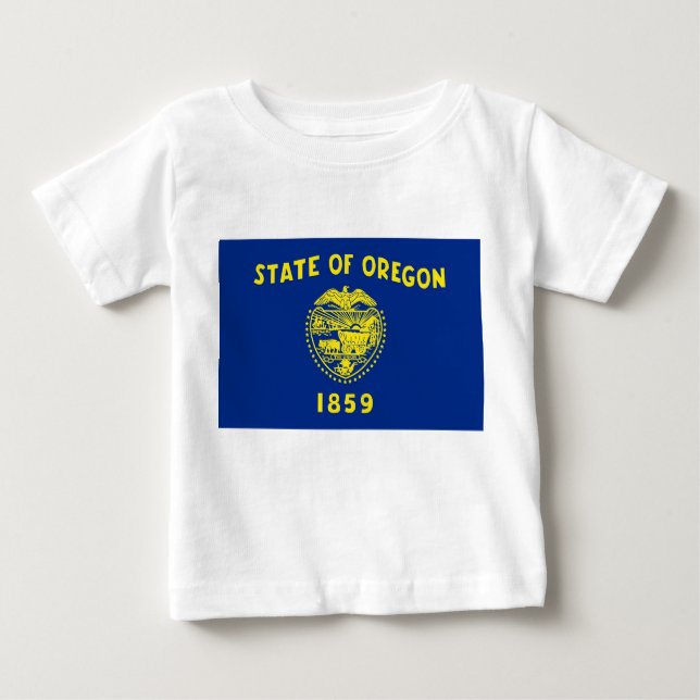 Baby T Shirt mit der Flagge von Oregon (Vorderseite)