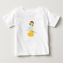 Baby-T-Shirt mit Ente und Mädchen