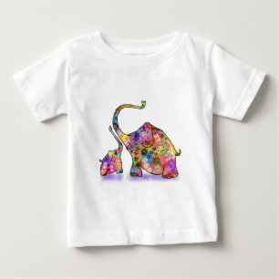 Baby-T-Shirt mit farbenfrohen Elefanten Baby T-shirt