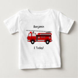 Baby-T - Shirt mit Feuer-LKW, Namen und "1Today! "
