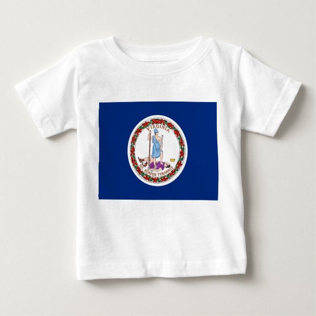 Baby T Shirt mit Flag of Virginia, USA. (Vorderseite)
