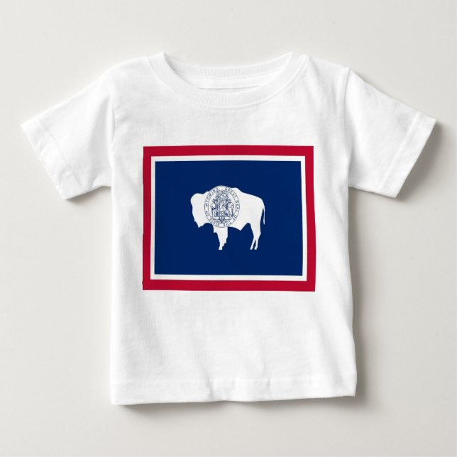 Baby T Shirt mit Flag of Wyoming, U.S.A. (Vorderseite)