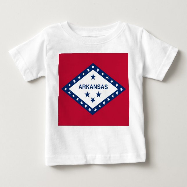 Baby T - Shirt mit Flag von Arkansas (Vorderseite)