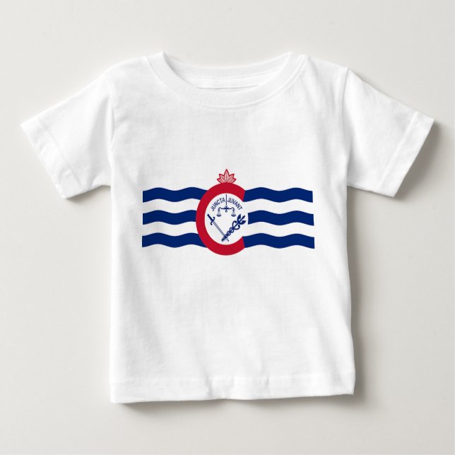 Baby T - Shirt mit Flag von Cincinnati City, USA. (Vorderseite)