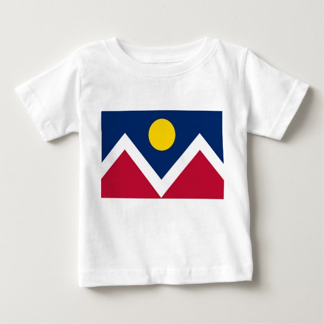 Baby T - Shirt mit Flag von Denver City, Colorado (Vorderseite)