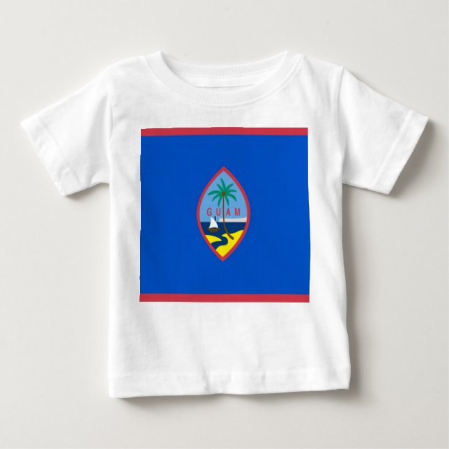 Baby T Shirt mit Flag von Guam, USA. (Vorderseite)