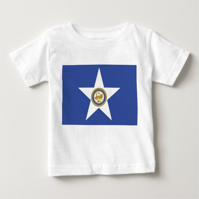 Baby T - Shirt mit Flag von Houston, USA. (Vorderseite)