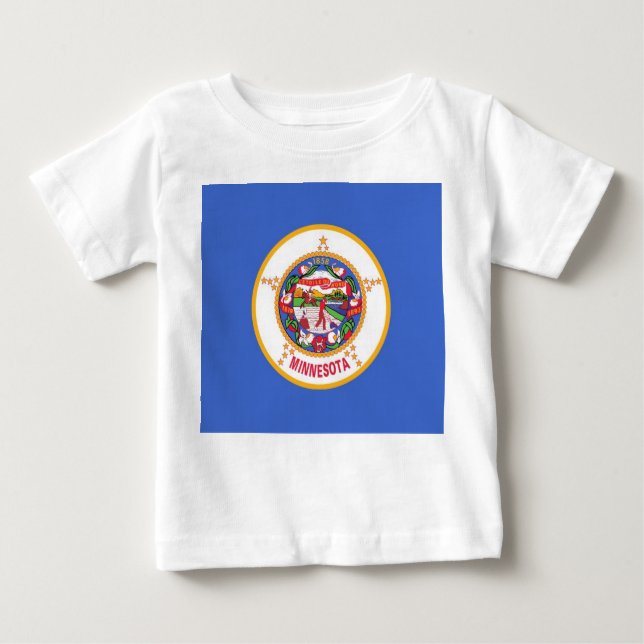 Baby T Shirt mit Flag von Minnesota, USA. (Vorderseite)