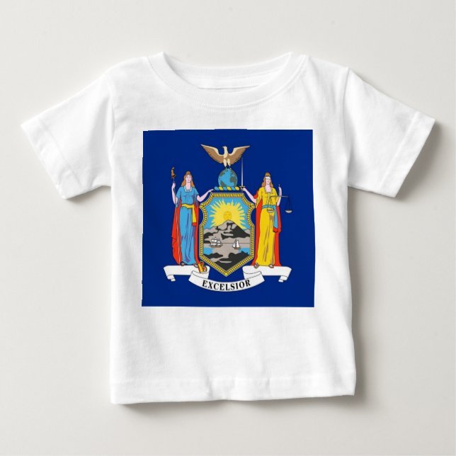 Baby T Shirt mit Flag von New York, USA. (Vorderseite)