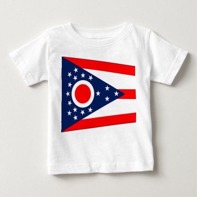 Baby T Shirt mit Flag von Ohio, USA. (Vorderseite)