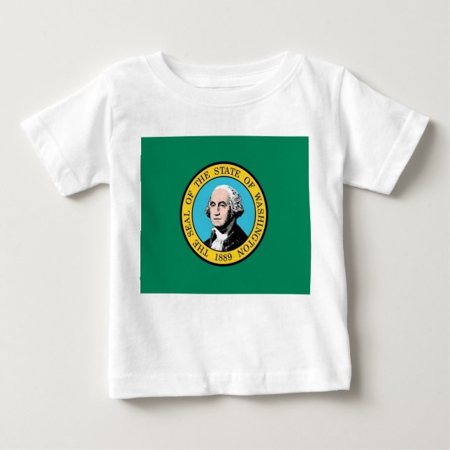 Baby T Shirt mit Flag von Washington Staat, USA. (Vorderseite)