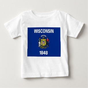 Baby T Shirt mit Flag von Wisconsin, USA.