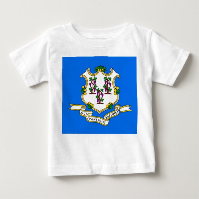 Baby T - Shirt mit Flagge von Connecticut (Vorderseite)