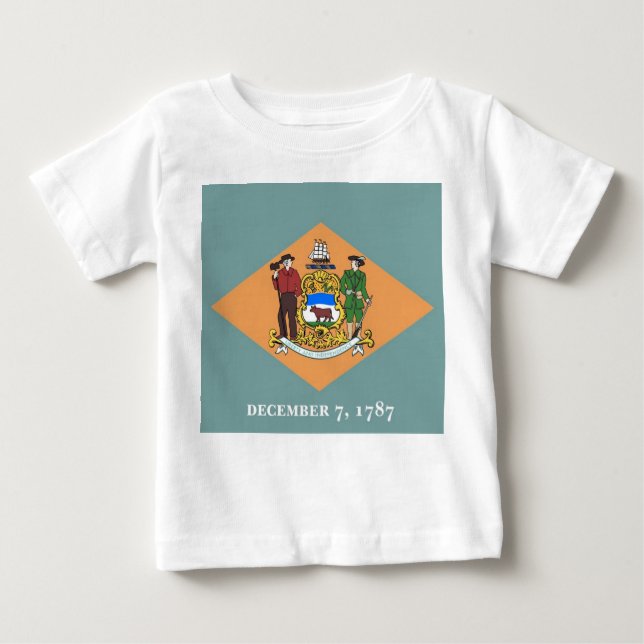 Baby T - Shirt mit Flagge von Delaware (Vorderseite)