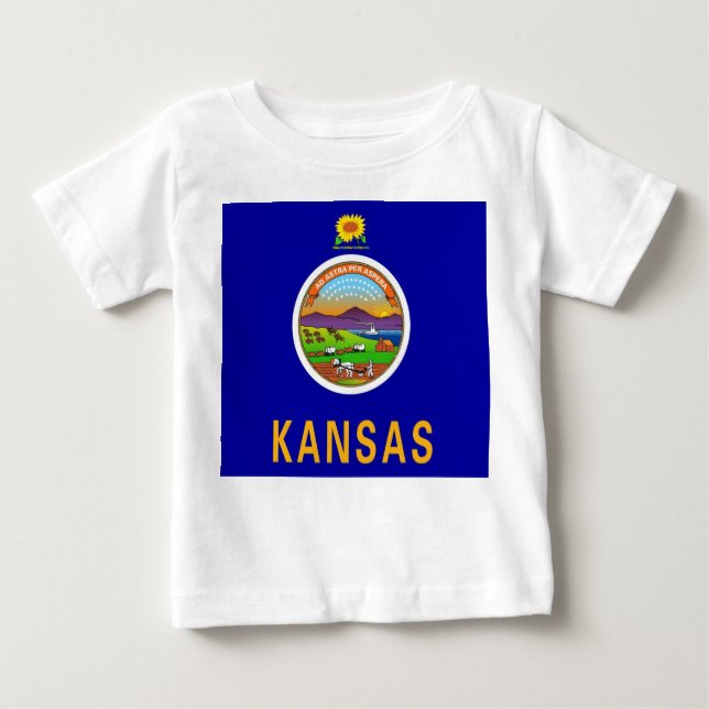 Baby T Shirt mit Flagge von Kansas (Vorderseite)
