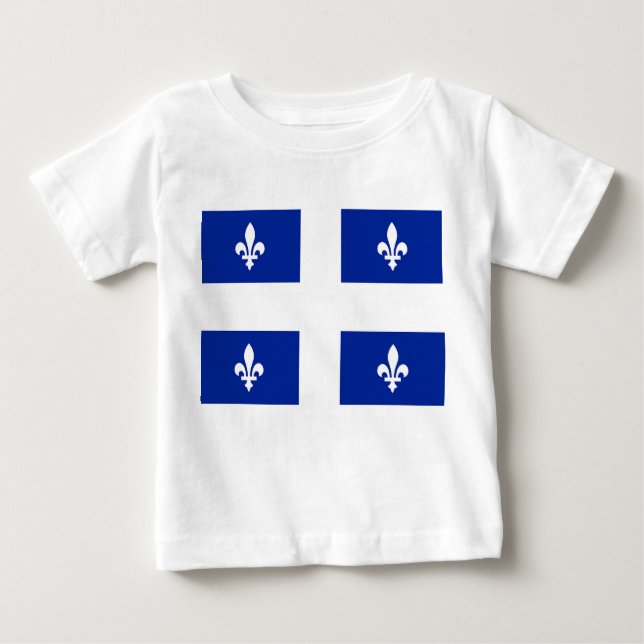 Baby T - Shirt mit Flagge von Quebec (Vorderseite)
