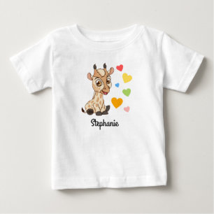 Baby-T-Shirt mit individuellem Namen   Baby-Giraff Baby T-shirt
