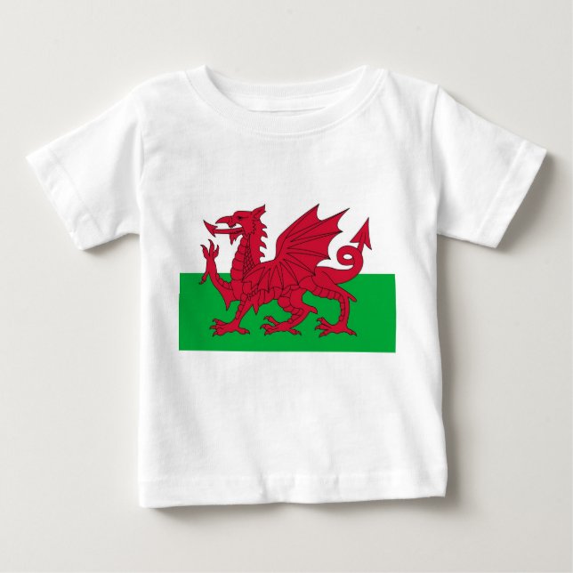 Baby T - Shirt mit Wales-Flagge (Vorderseite)