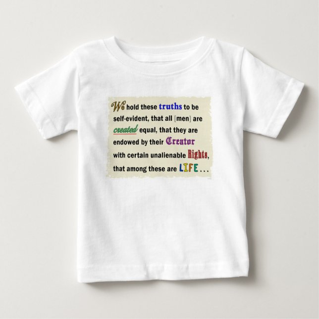 Baby t-shirt with a pro-life message. (Vorderseite)