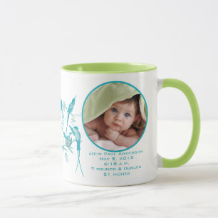 Baby-Tasse mit Baby-Foto wichtige Geburtsstatistik Tasse