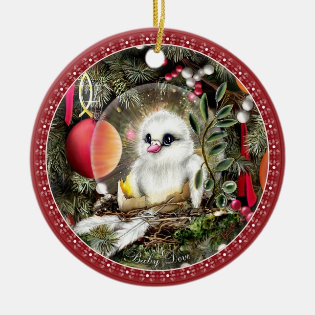 Baby-Taube Keramik Ornament (Vorne)
