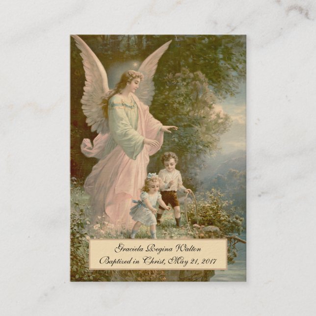 Baby-Taufe-Erinnerungskarte Angel Holy Card Visitenkarte (Vorderseite)