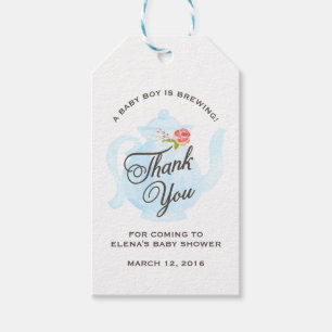 Baby Tea Party Baby Shooter Favor Gift Tag Bla Geschenkanhänger