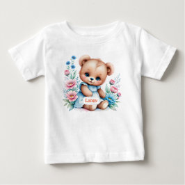 Baby Teddy Bär mit Aquarellblumen T-shirt