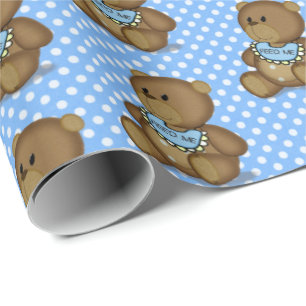 Baby Teddy Bär mit Bib Wrapping Paper Geschenkpapier