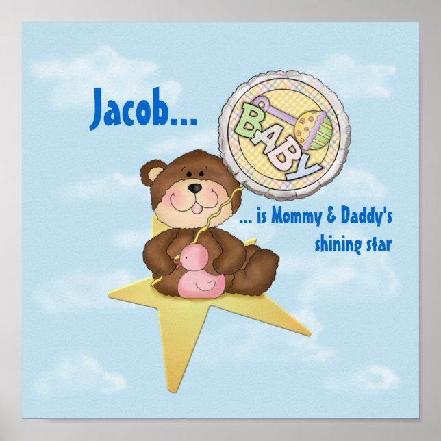 Baby Teddy Bear auf einem Star Poster (Vorne)