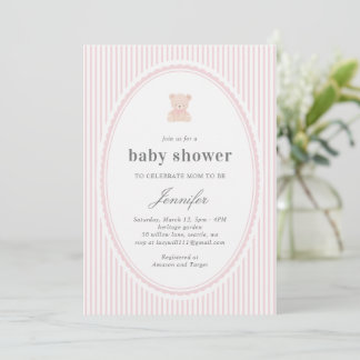 Baby Teddy bear Baby shower Invitation_Pink  Einladung