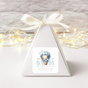 Baby Teddy Bear Blue Ballon Boy Quadratischer Aufkleber