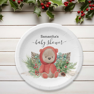 Baby Teddy Bear Christmas Boho Bouquet Pappteller