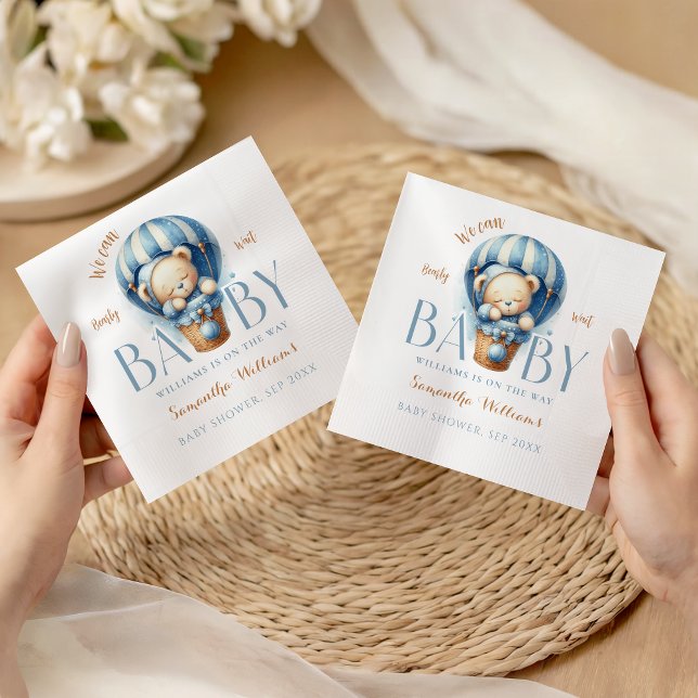 Baby Teddy Blue Hot Air Ballon Serviette (Von Creator hochgeladen)