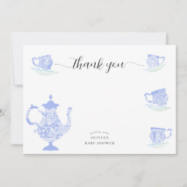 Baby Tee Party Blue China White Lace Boy Dusche Dankeskarte