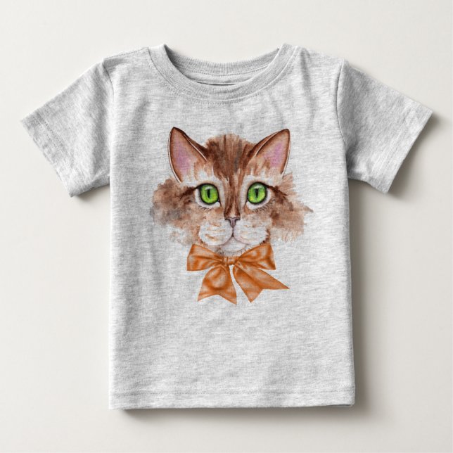 Baby Tee Shirt Boy with Cat Face (Vorderseite)