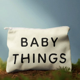 Baby Things Essentials Black Script Neutral Zubehörtasche