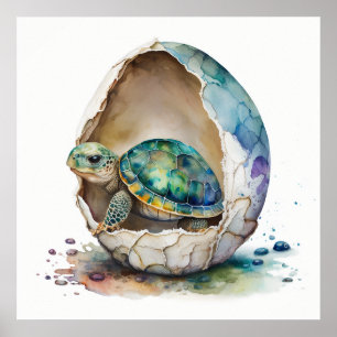 Baby Tier fürs Kinderzimmer, Süßer Schildkrötenpos Poster