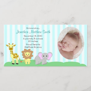 Baby-Tier-Geburts-Mitteilungs-Foto-Karte Ankündigung