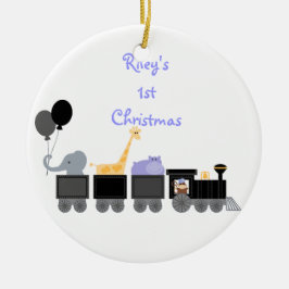 Baby-Tiere auf einer Zug-Verzierung Keramik Ornament