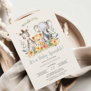 Baby-Tiere Dschungel-Safari-Zoo-Baby-Party Einladung