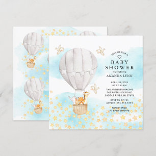 Baby-Tiere Heißluftballonfahrt Baby Shower Einladung