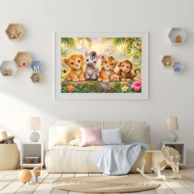 Baby-Tiere im lebendigen Dschungel Poster (Von Creator hochgeladen)