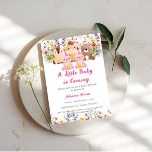 Baby-Tiere und Wildblumen-Baby-Shower-Einladung Einladung